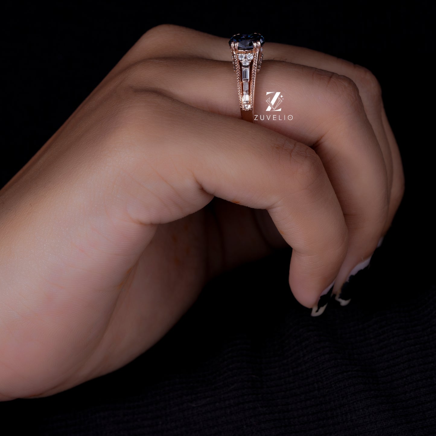 Oval Milgrain Moissanite Ring