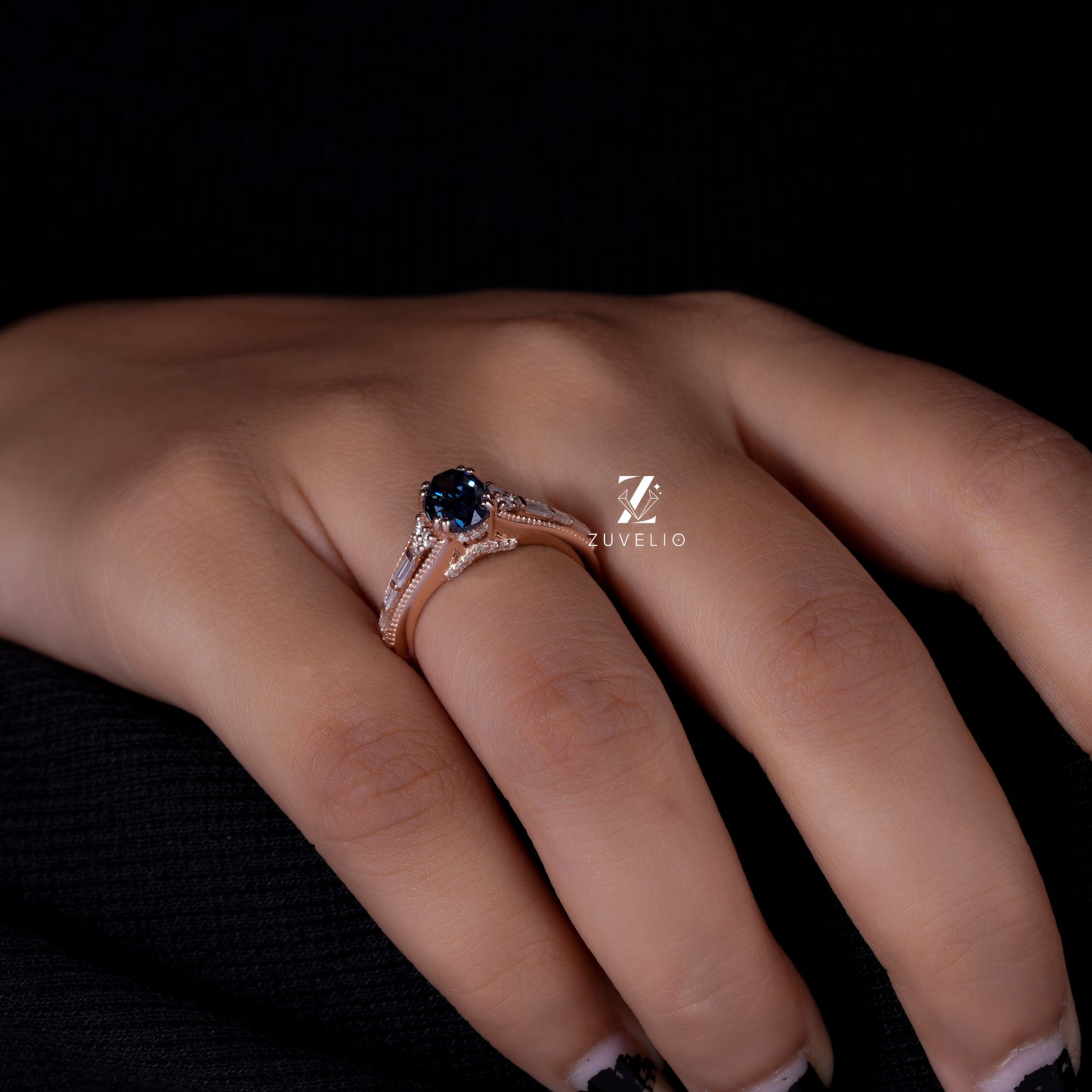 Oval Milgrain Moissanite Ring