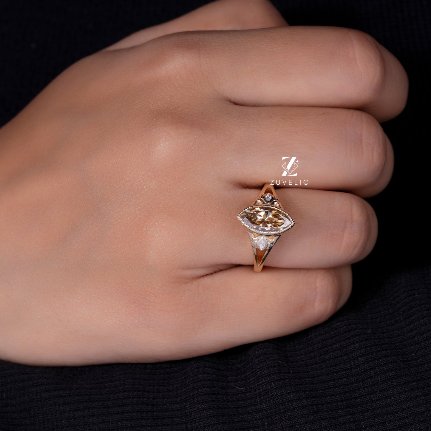Champagne Marquise Bezel Ring