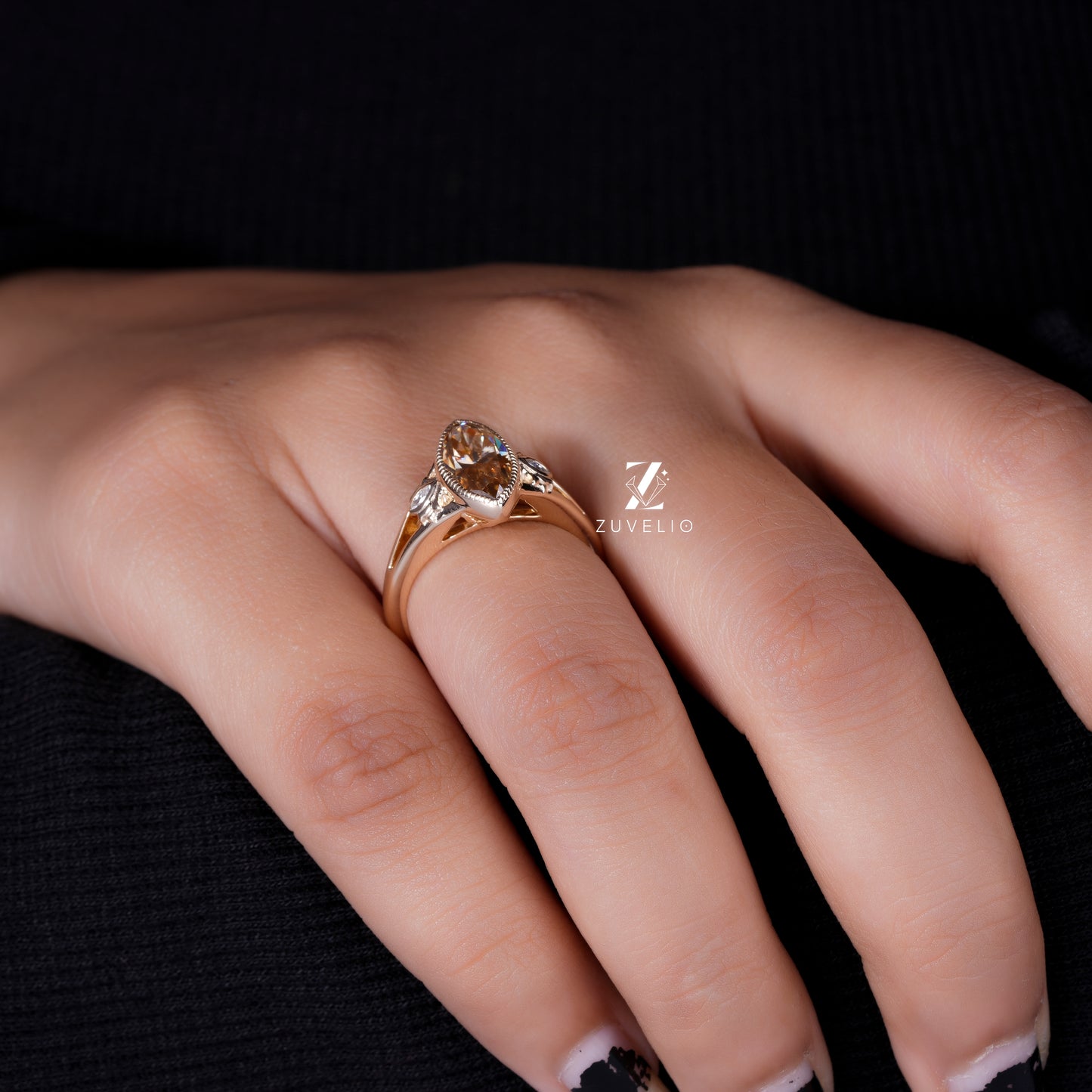 Champagne Marquise Bezel Ring