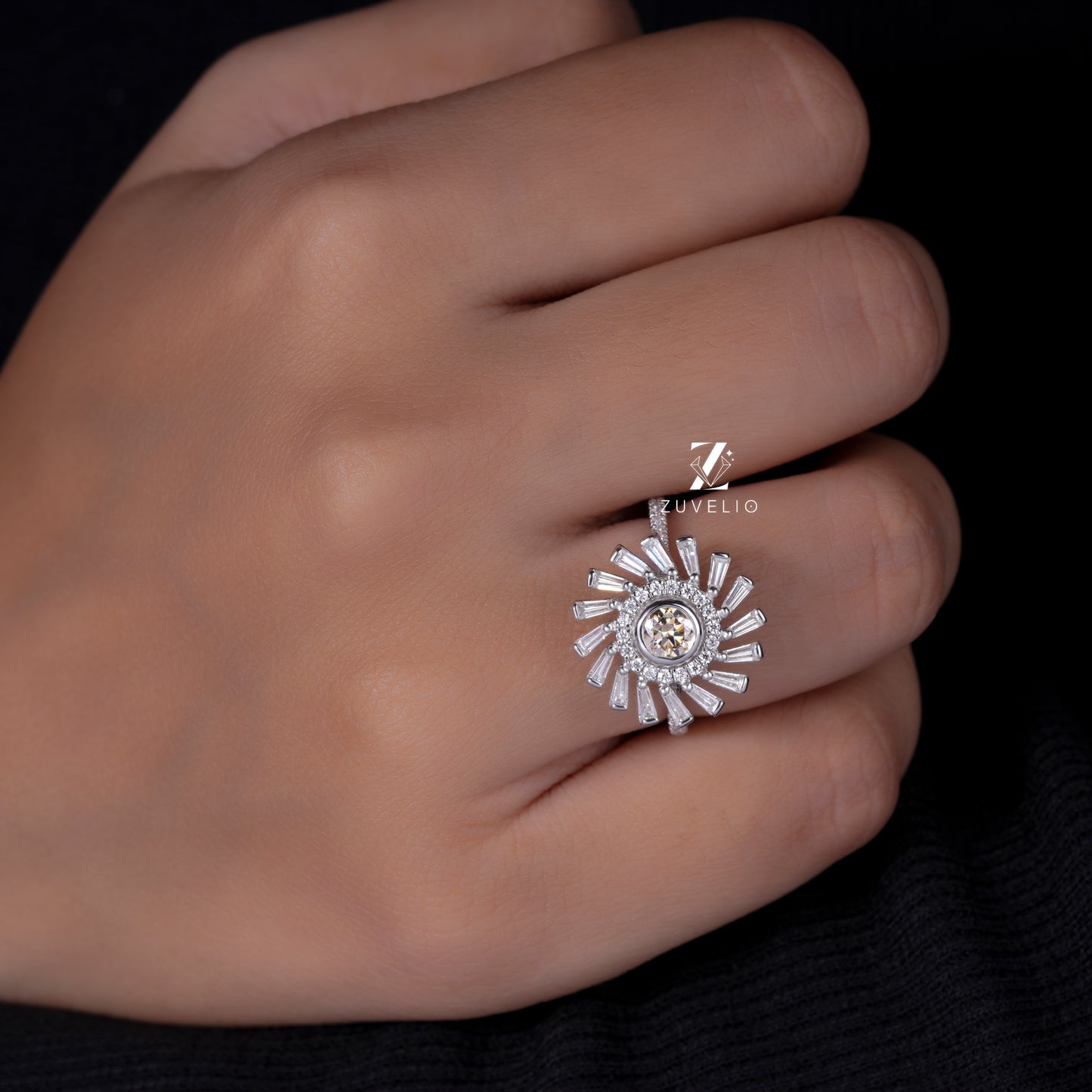 Round Champagne Bezel Ring
