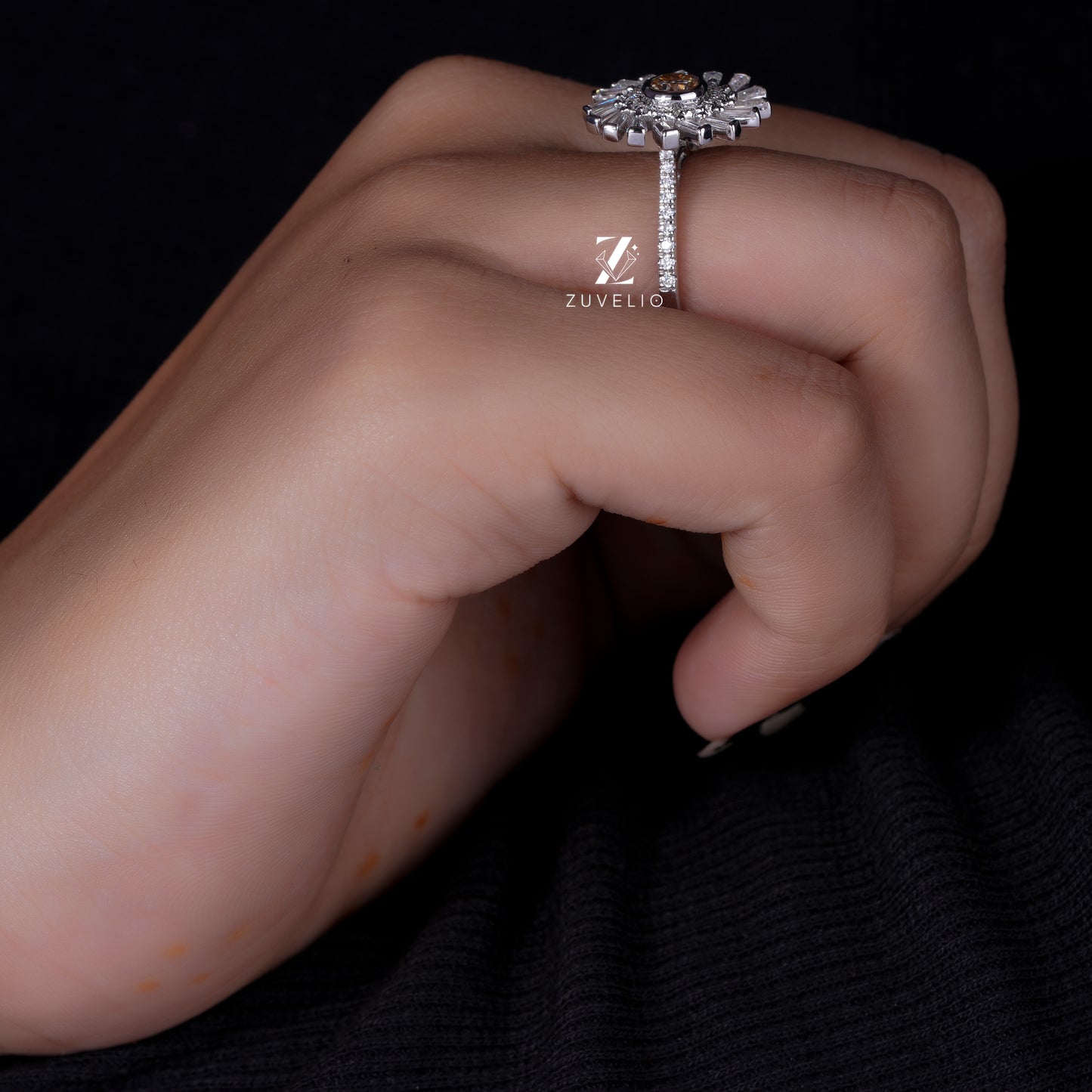 Round Champagne Bezel Ring