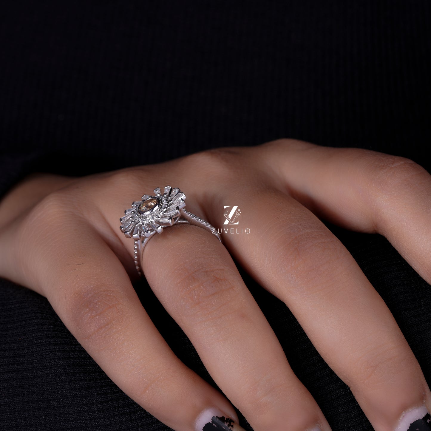 Round Champagne Bezel Ring
