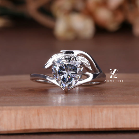 Grey Heart Moissanite Ring