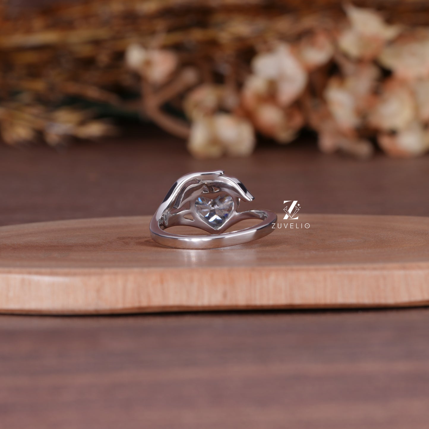 Grey Heart Moissanite Ring