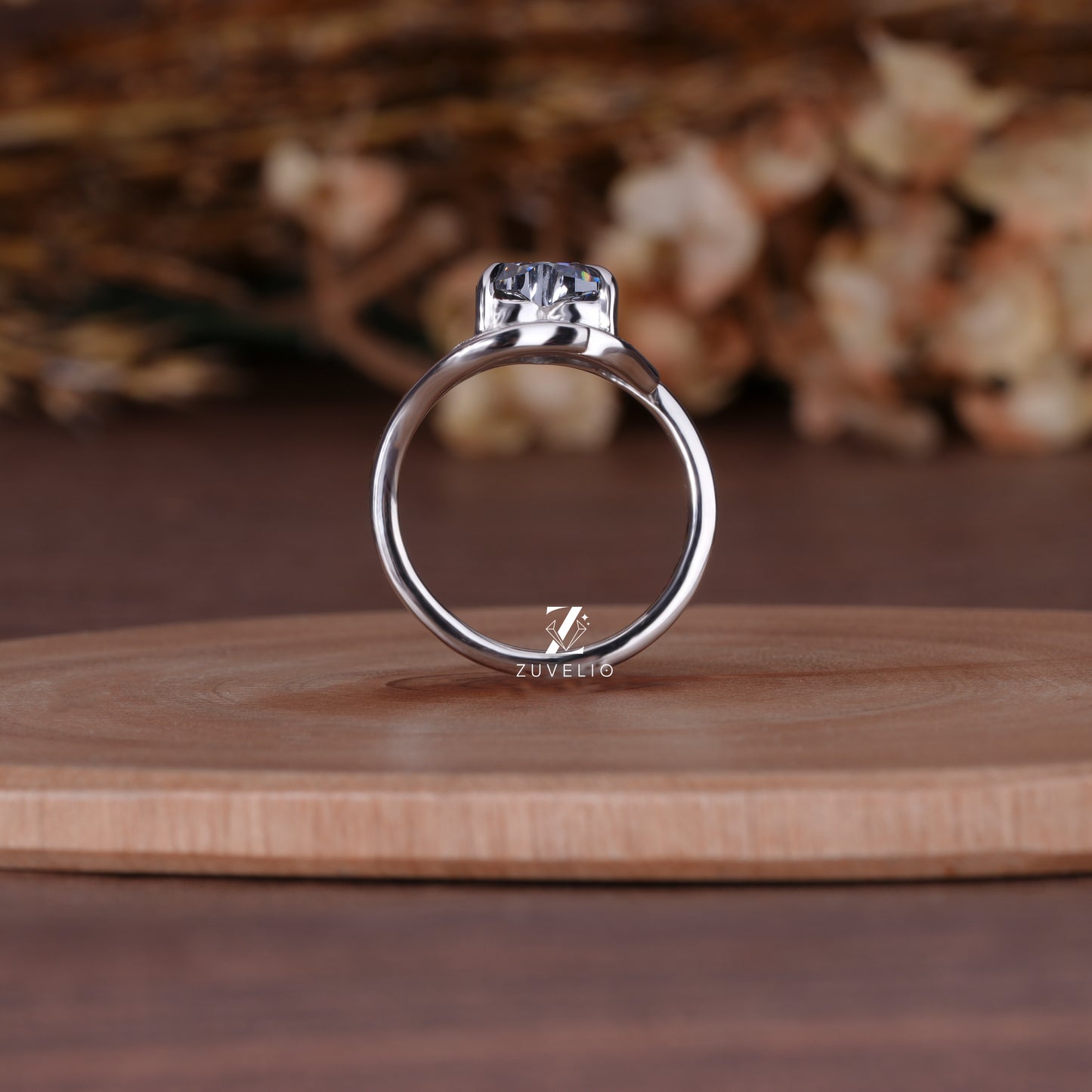Grey Heart Moissanite Ring