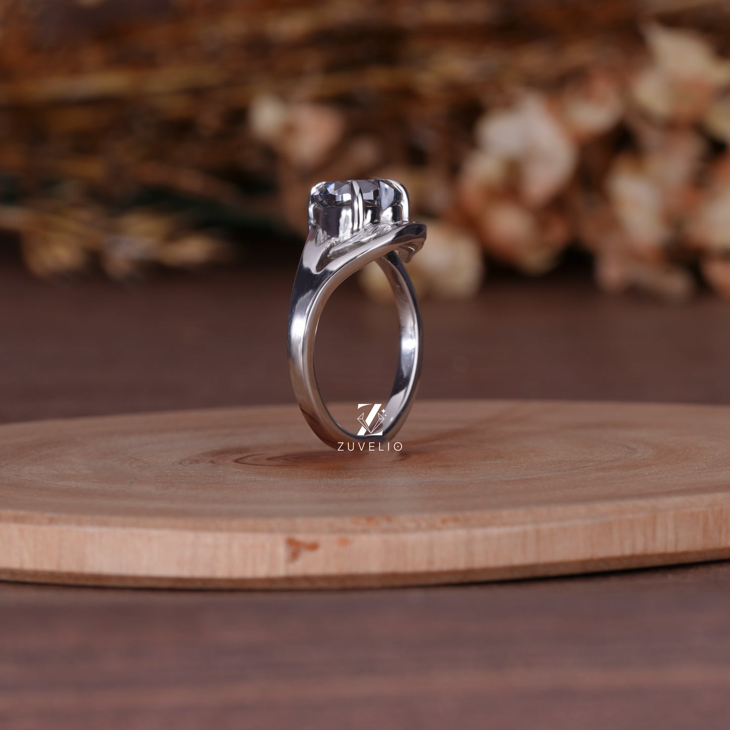 Grey Heart Moissanite Ring