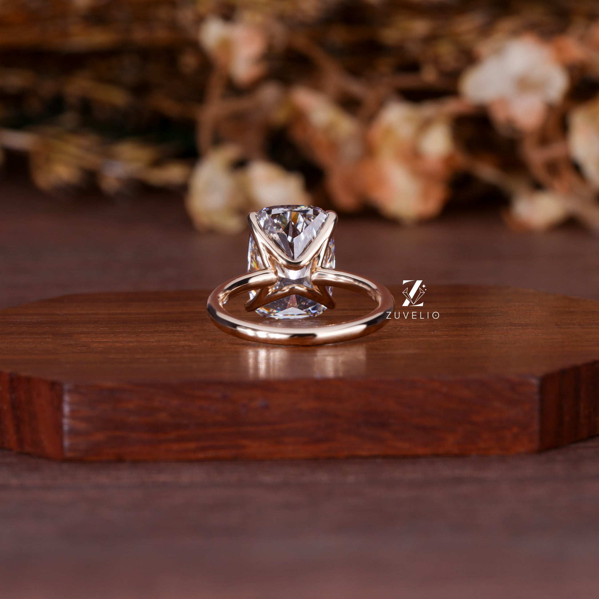 Rose Gold Elongated Cushion Diamond Ring