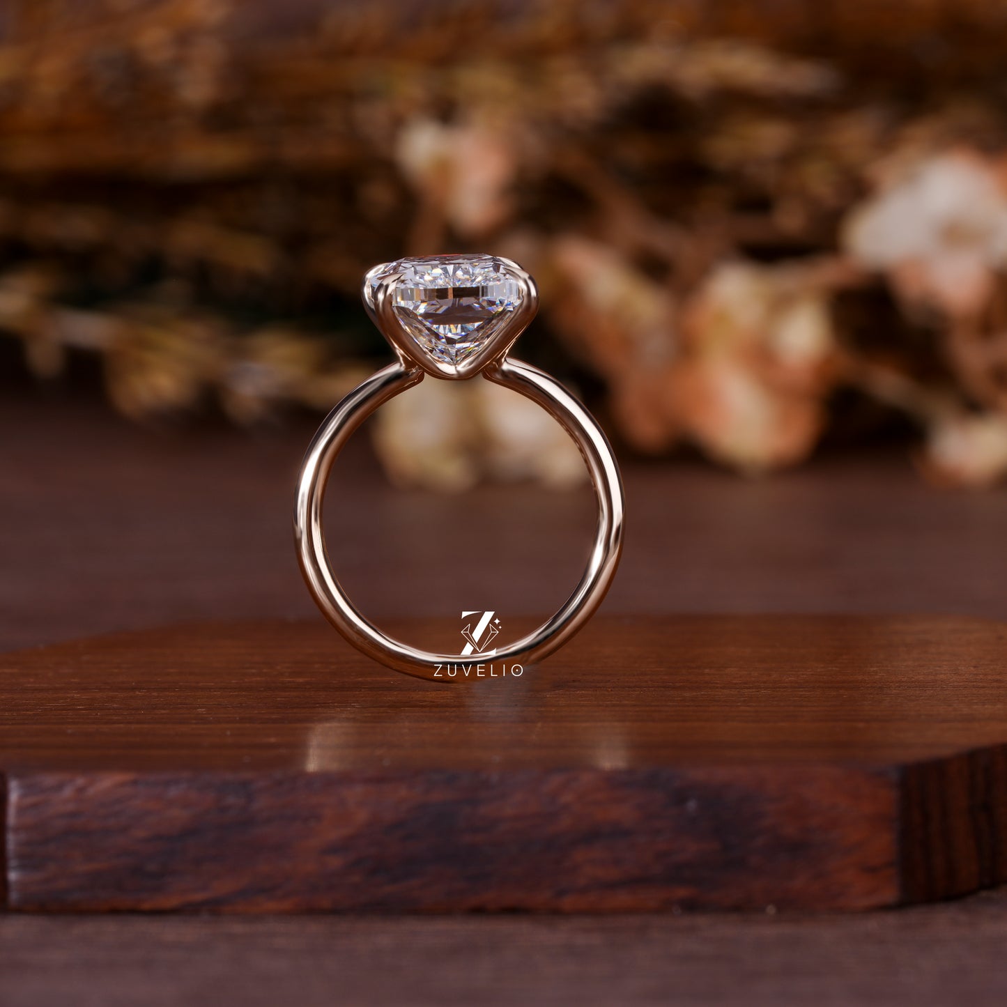 Cushion Diamond Ring in Rose Gold