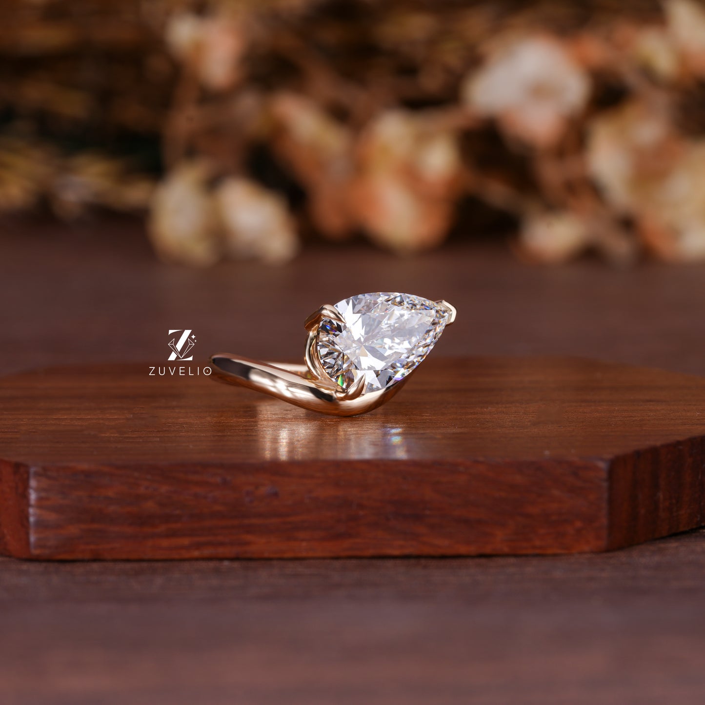 Pear Cut Lab Diamond Ring
