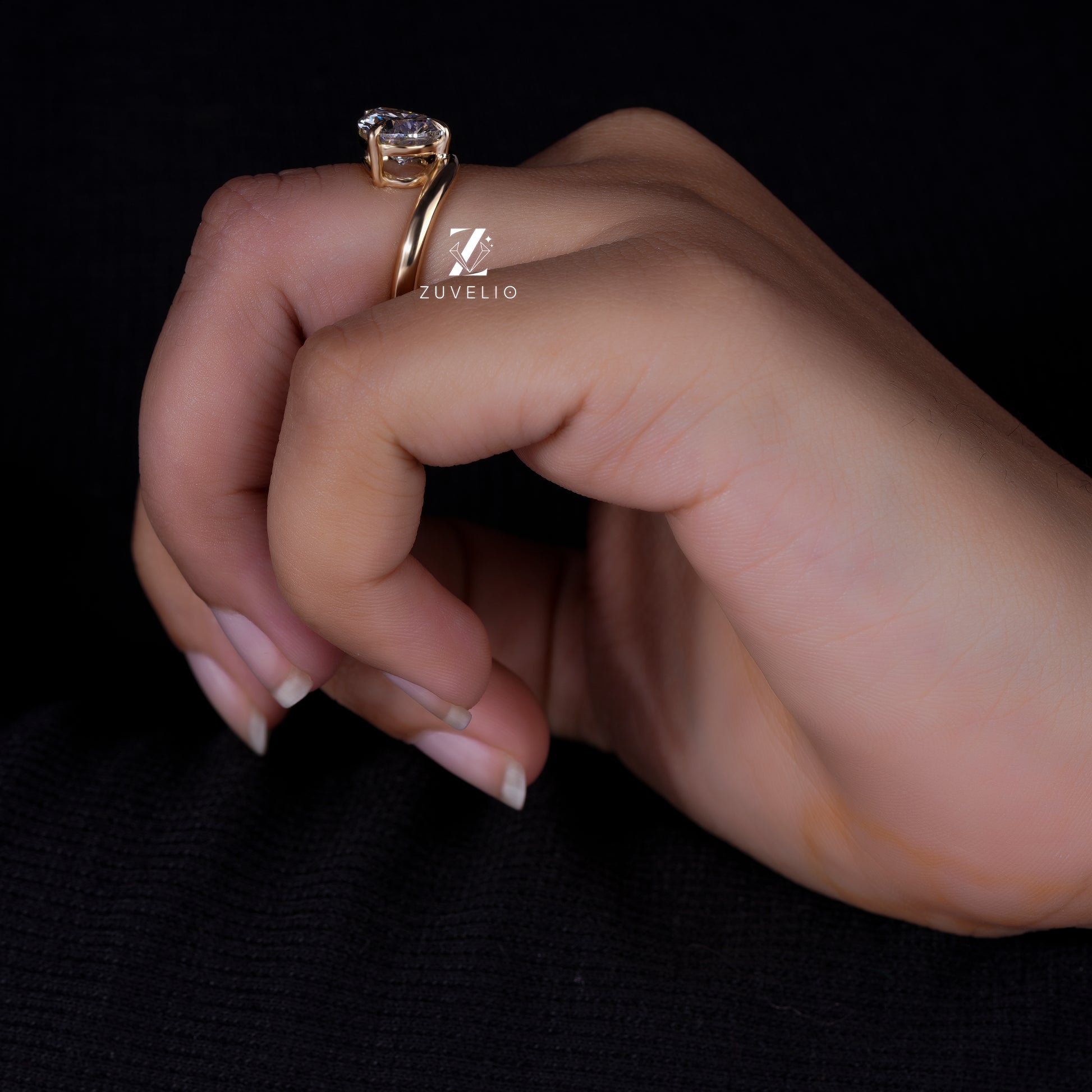 Rose Gold Pear Cut Diamond Ring 