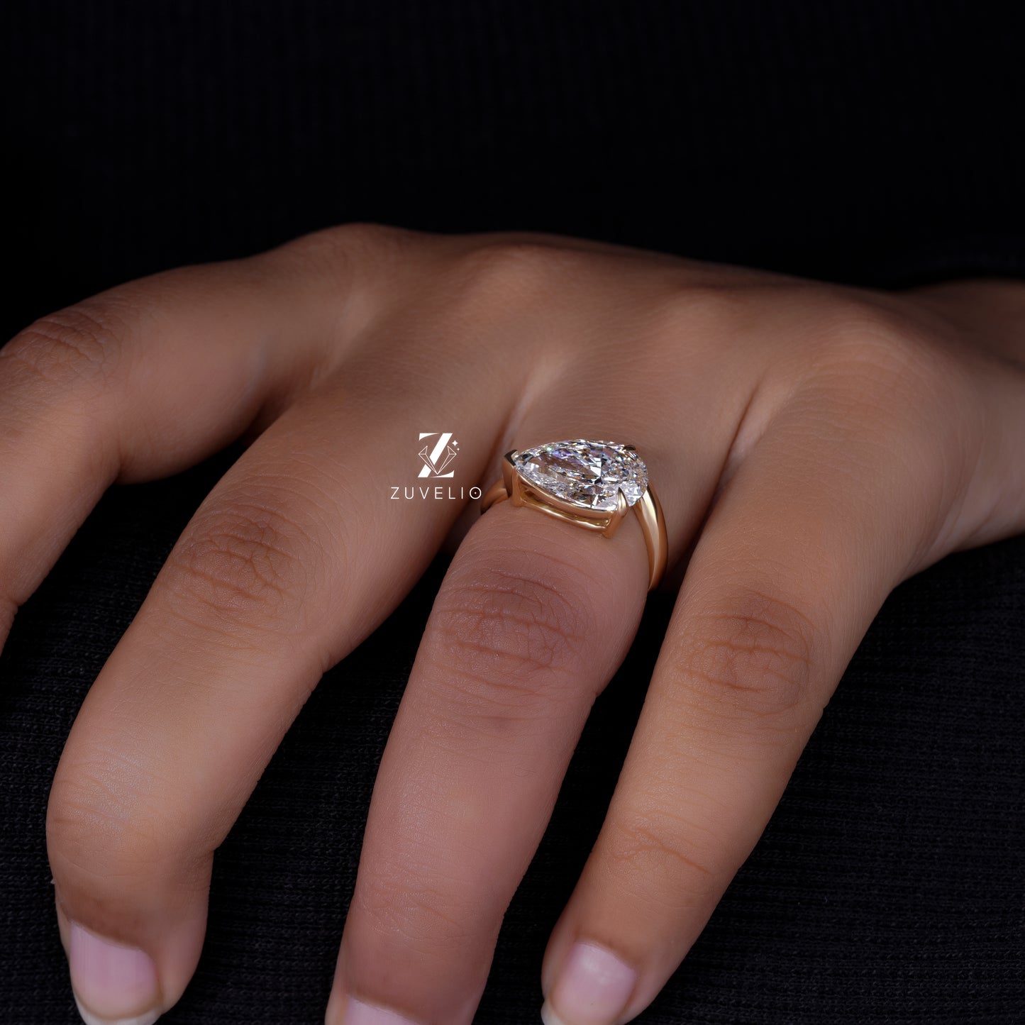 Pear Cut Lab Diamond Engagement Ring