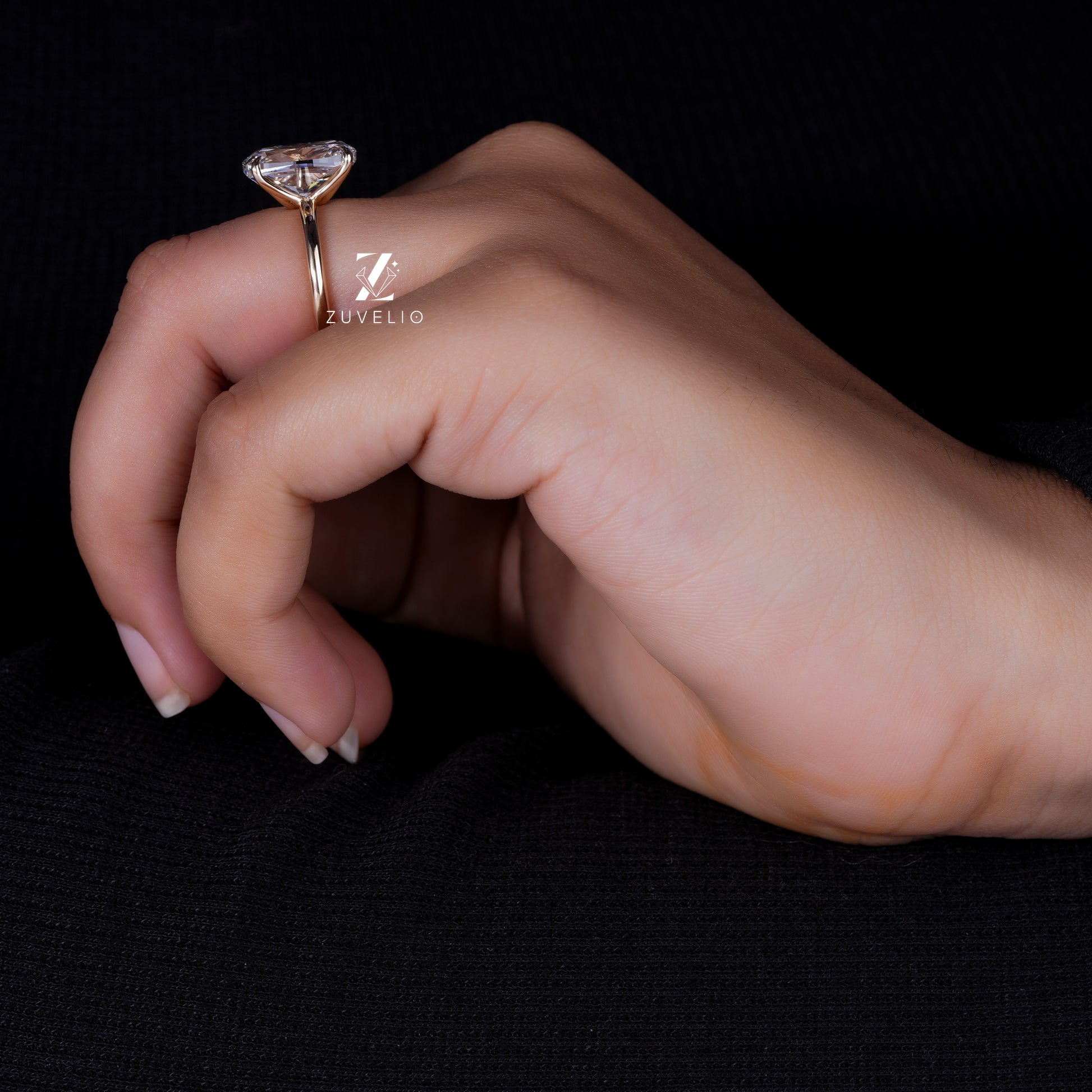 Elongated Cushion Diamond Ring in Rose Gold