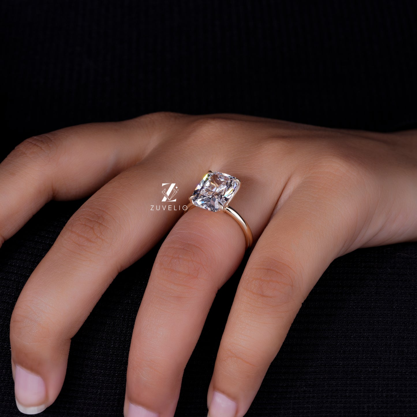 Cushion Cut Lab Diamond Engagement Ring