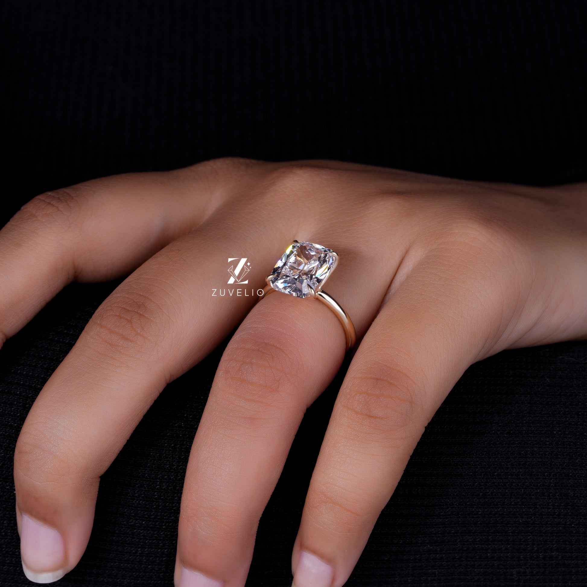Cushion Cut Lab Diamond Engagement Ring