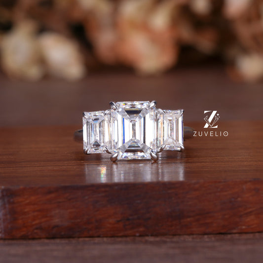Emerald Trio Engagement Ring