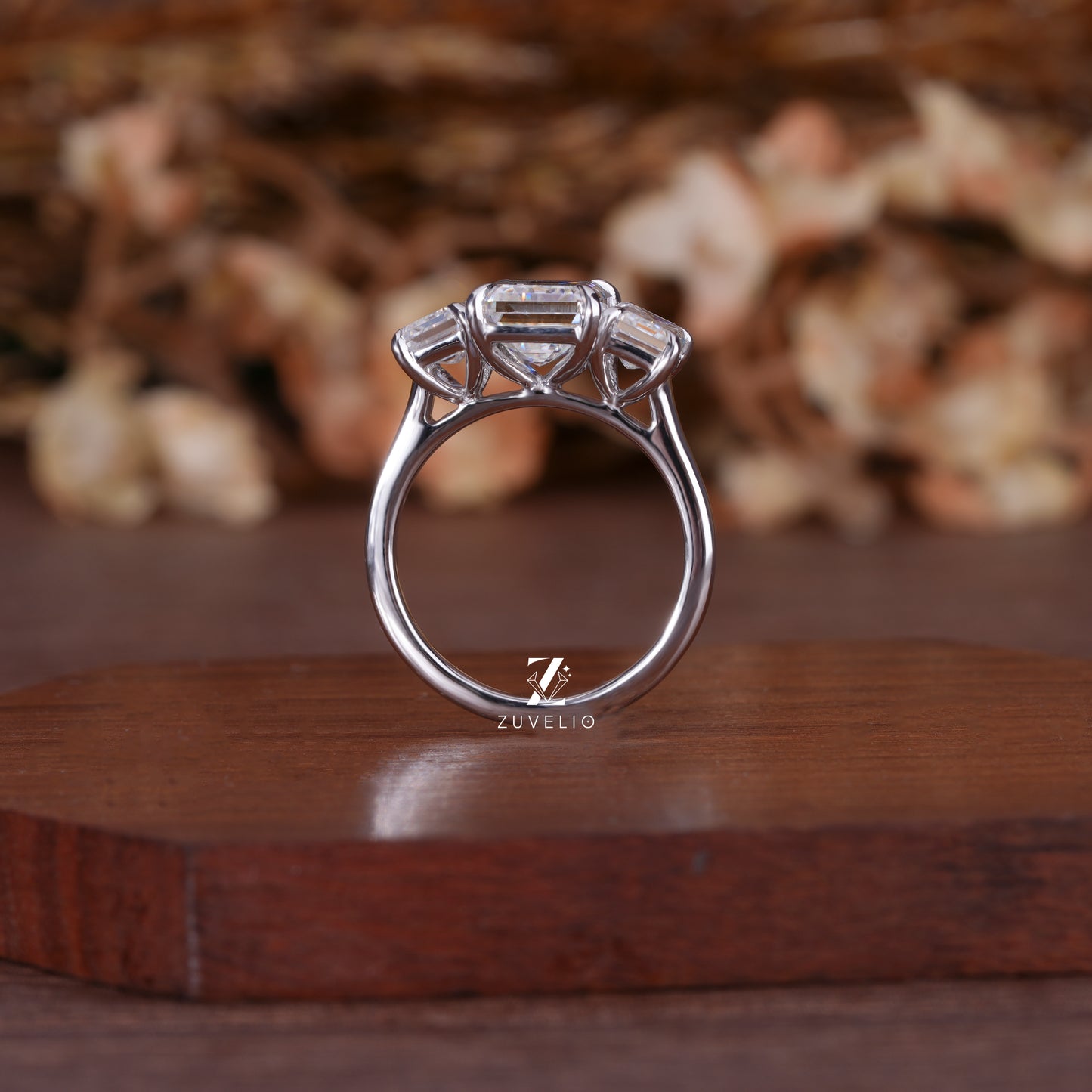 Emerald Trio Engagement Ring