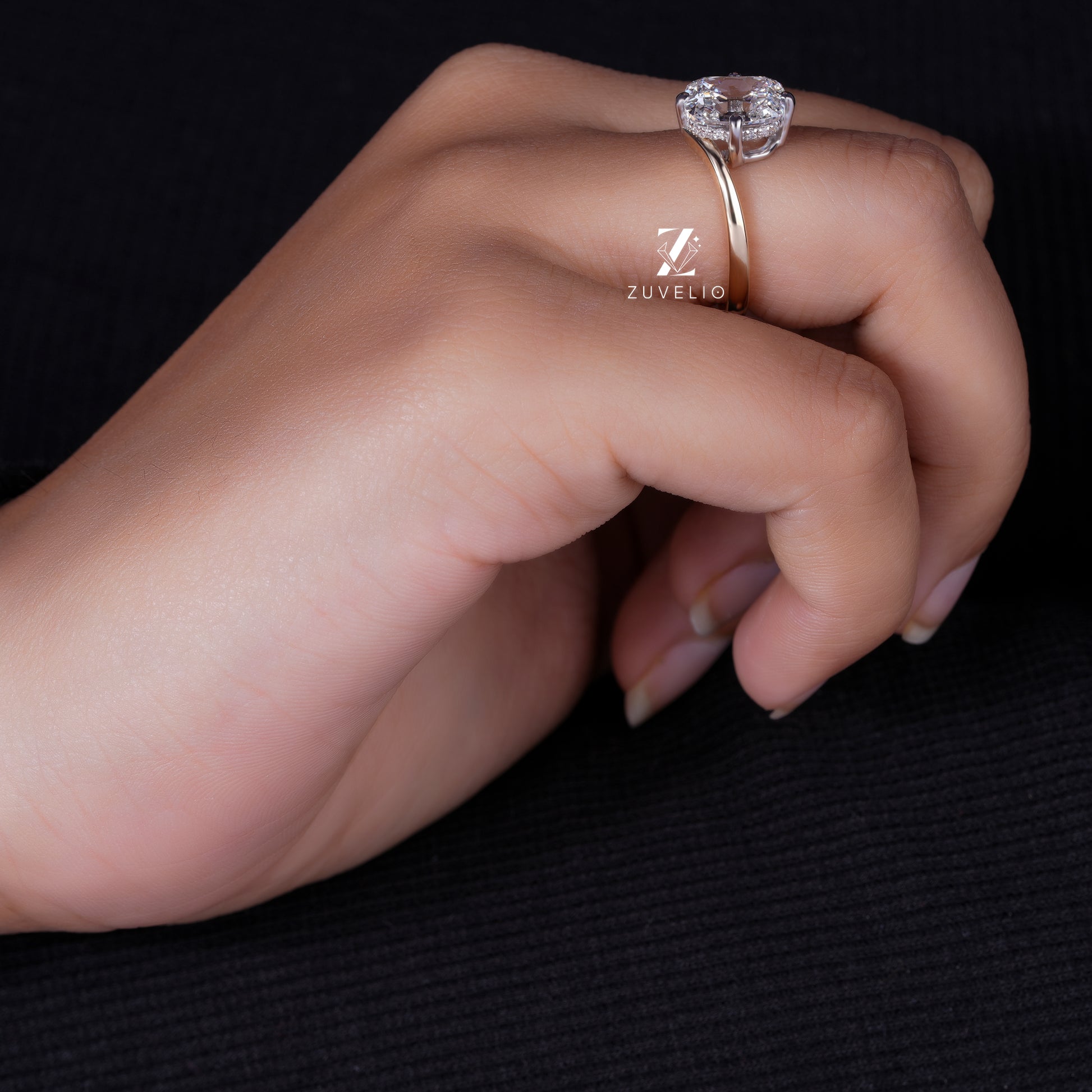 Cushion Cut Lab Diamond Engagement Ring in Rose Gold