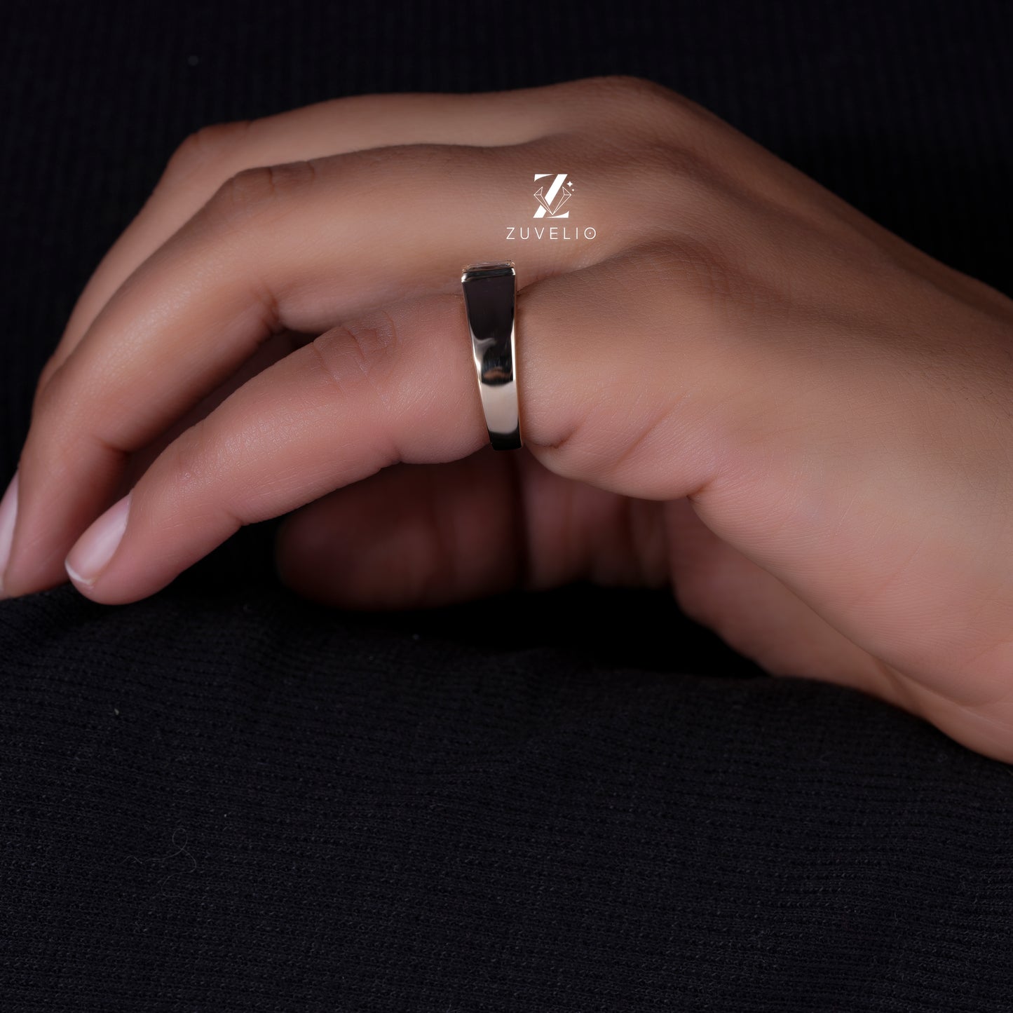 Alphabet M Lab Grown Diamond Band in Rose Gold