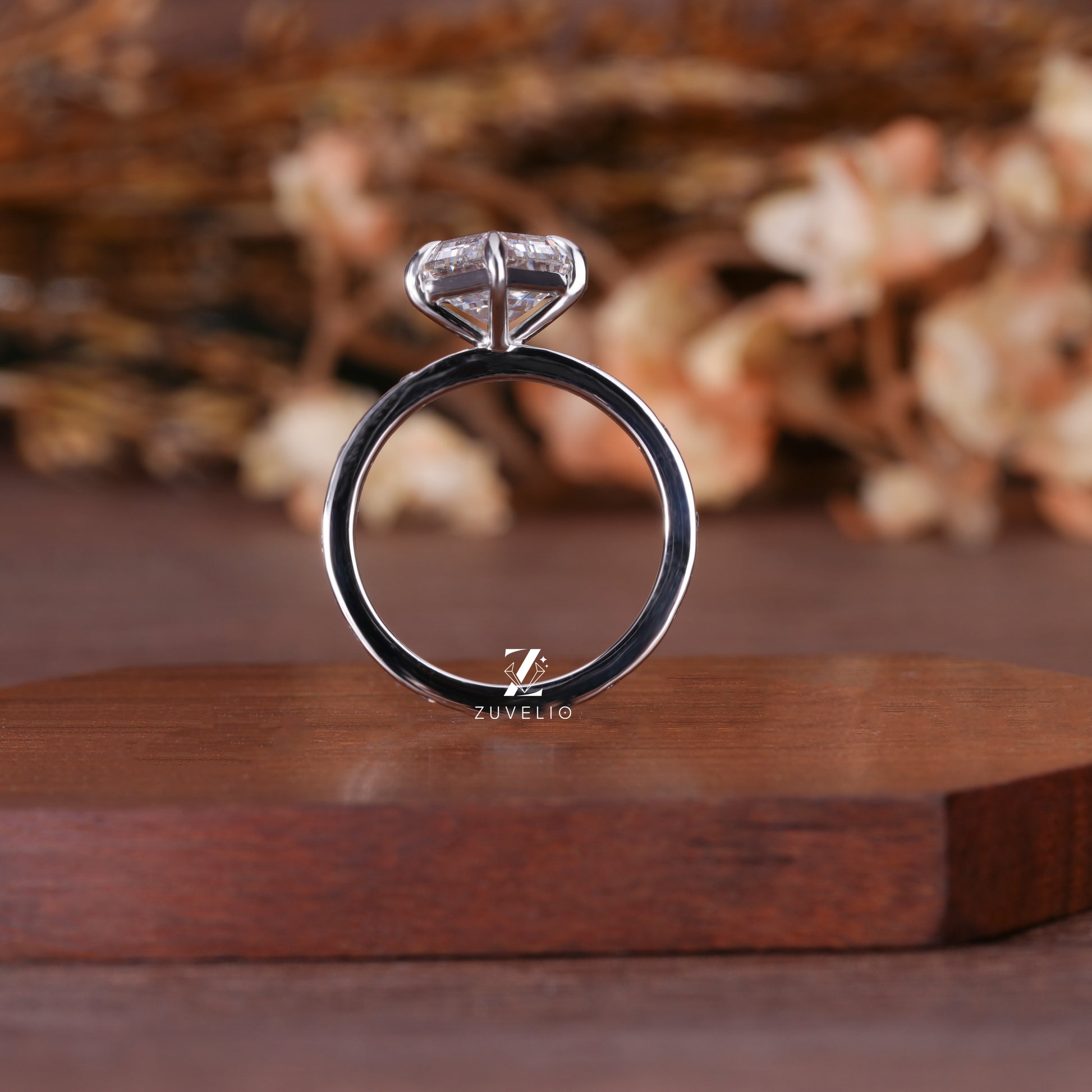 Lozenge Cut Lab Diamond Ring