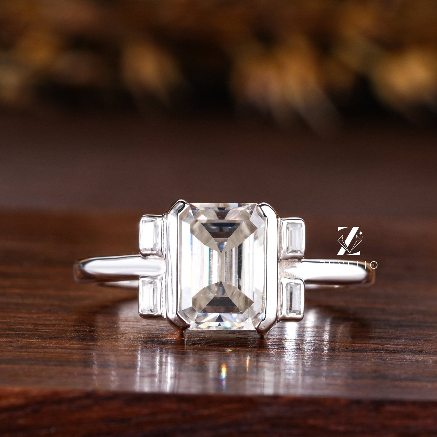 Emerald Moissanite Engagement Ring - Zuvelio.com