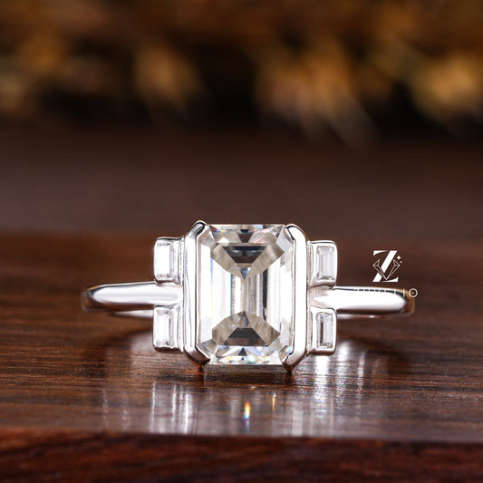 Emerald Moissanite Engagement Ring - Zuvelio.com