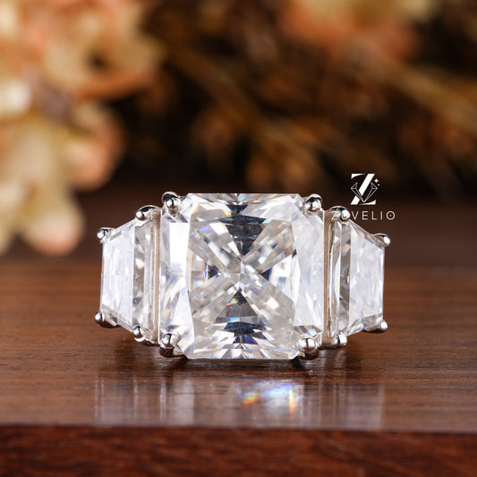 Radiant Three Stone Ring - Zuvelio.com