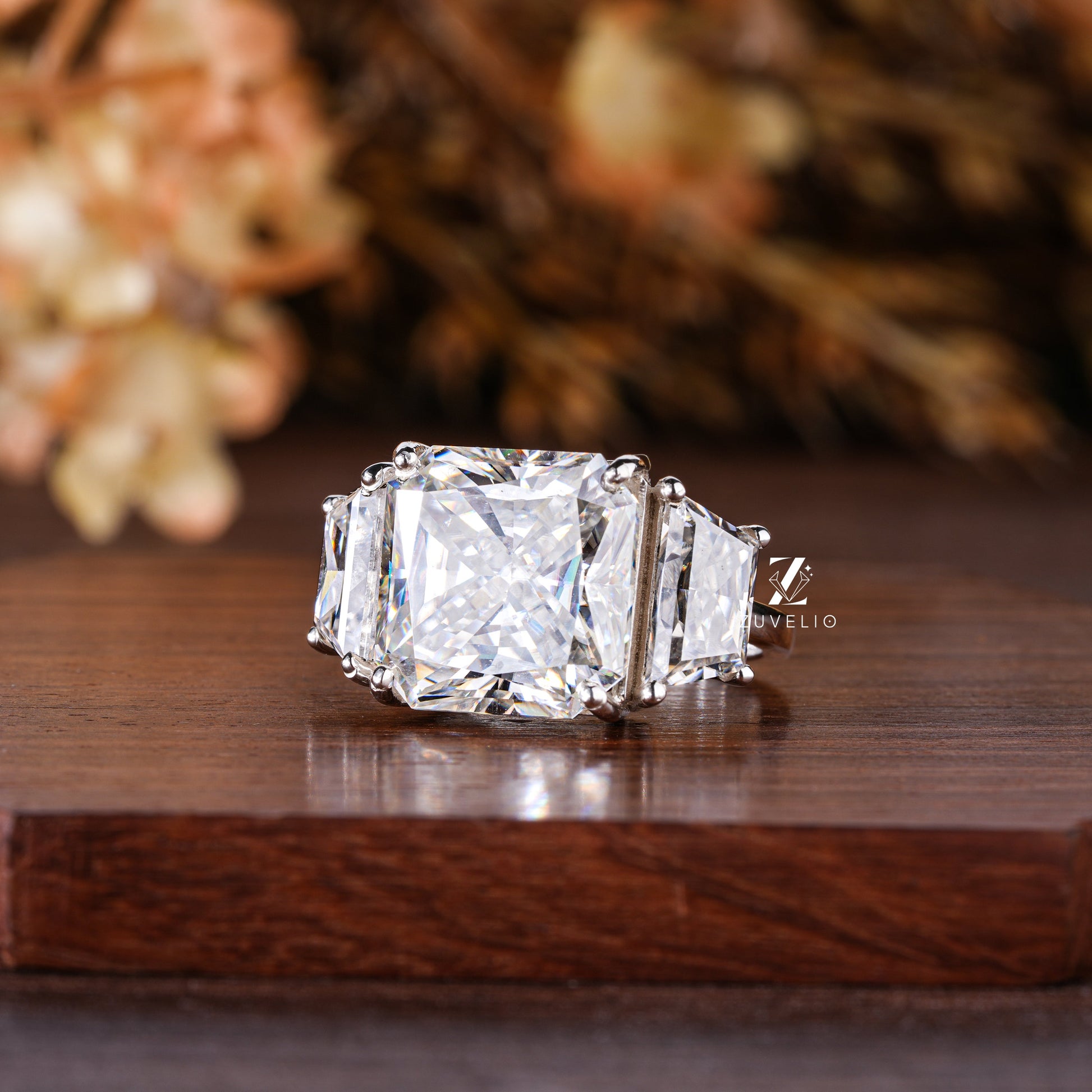 Radiant Three Stone Ring - Zuvelio.com