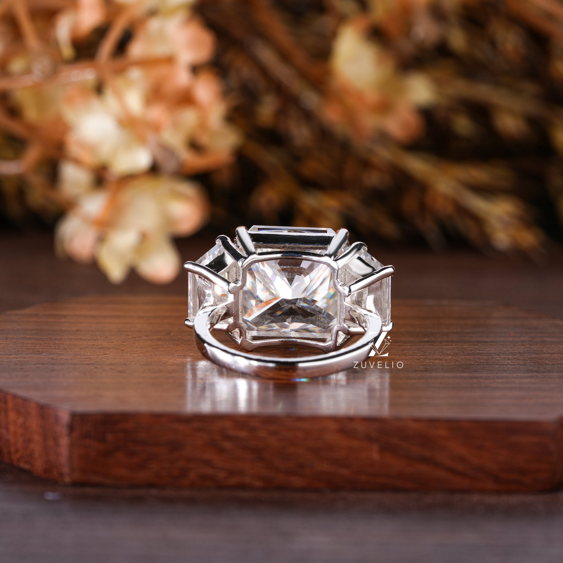 Radiant Three Stone Ring - Zuvelio.com