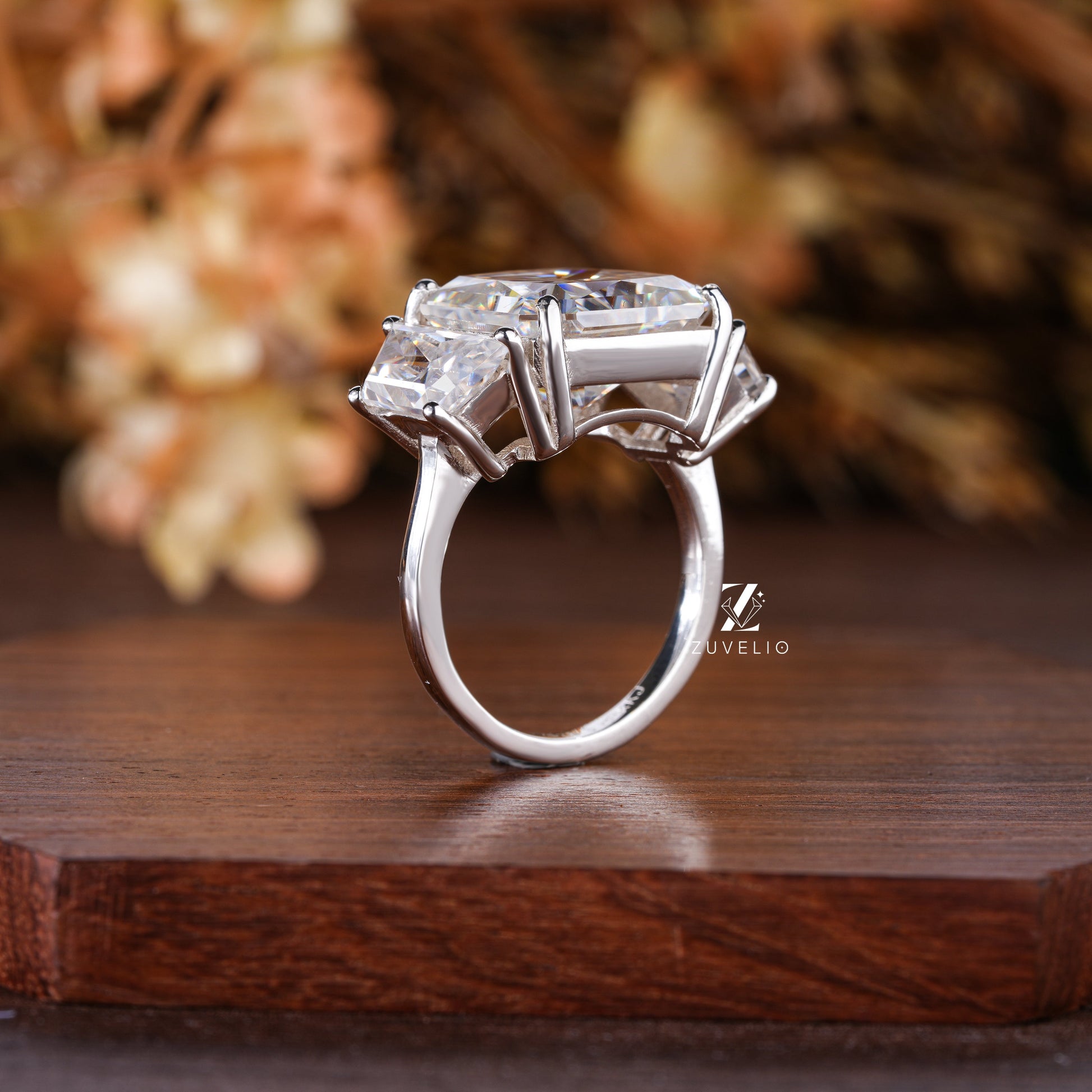 Radiant Three Stone Ring - Zuvelio.com