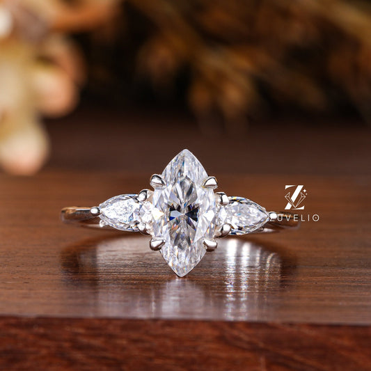 Marquise Cut Moissanite Ring - Zuvelio.com