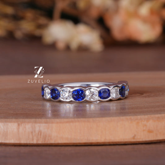 Cushion Sapphire Moissanite Band