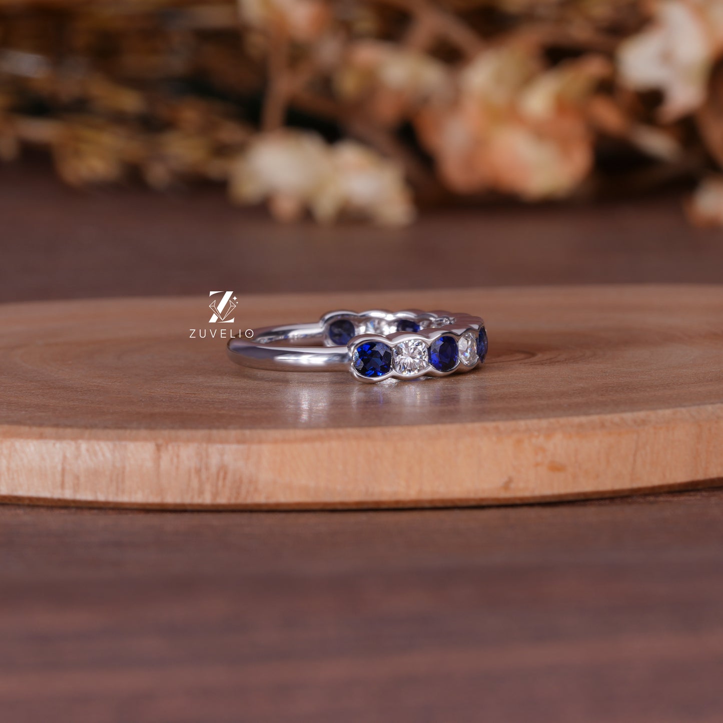 Cushion Sapphire Moissanite Band