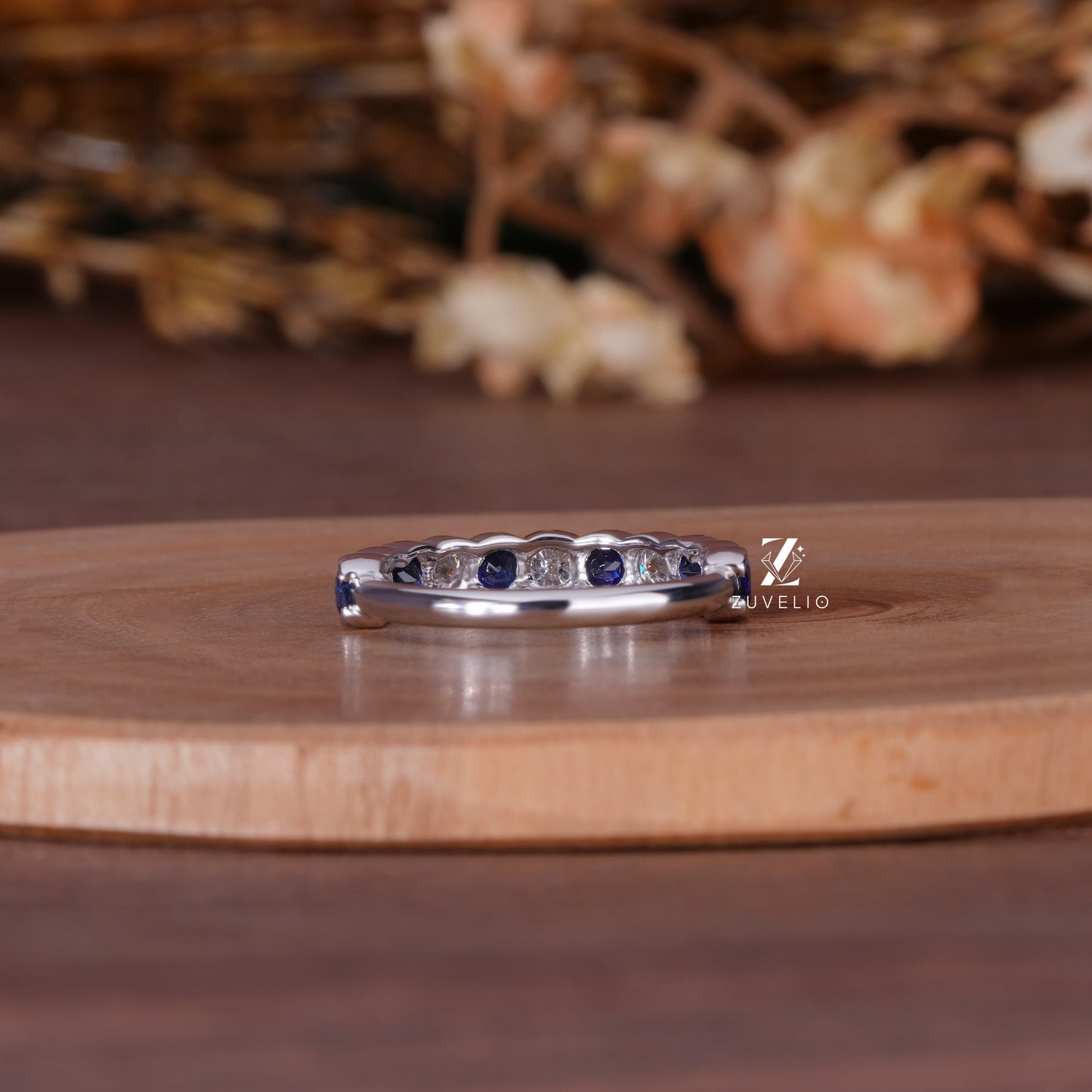 Cushion Sapphire Moissanite Band