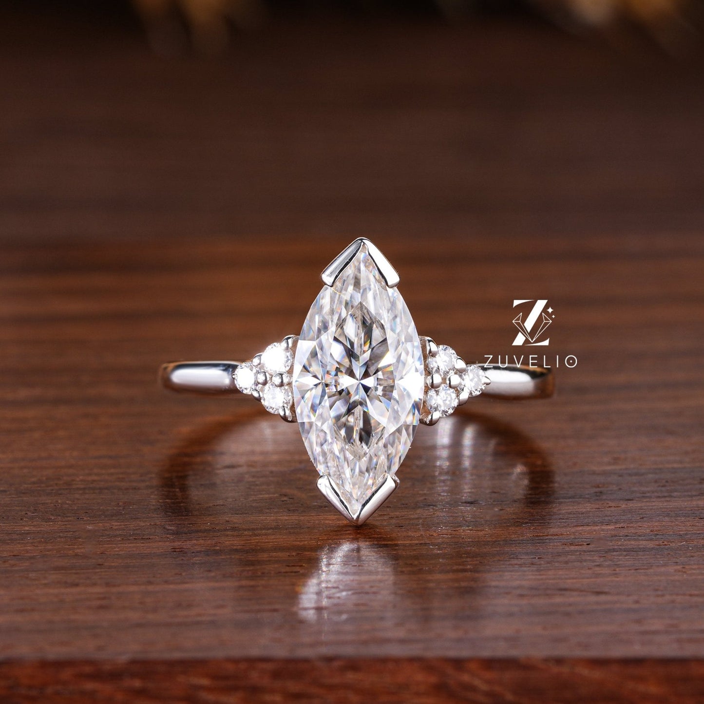 Marquise Half Bezel Ring - Zuvelio.com