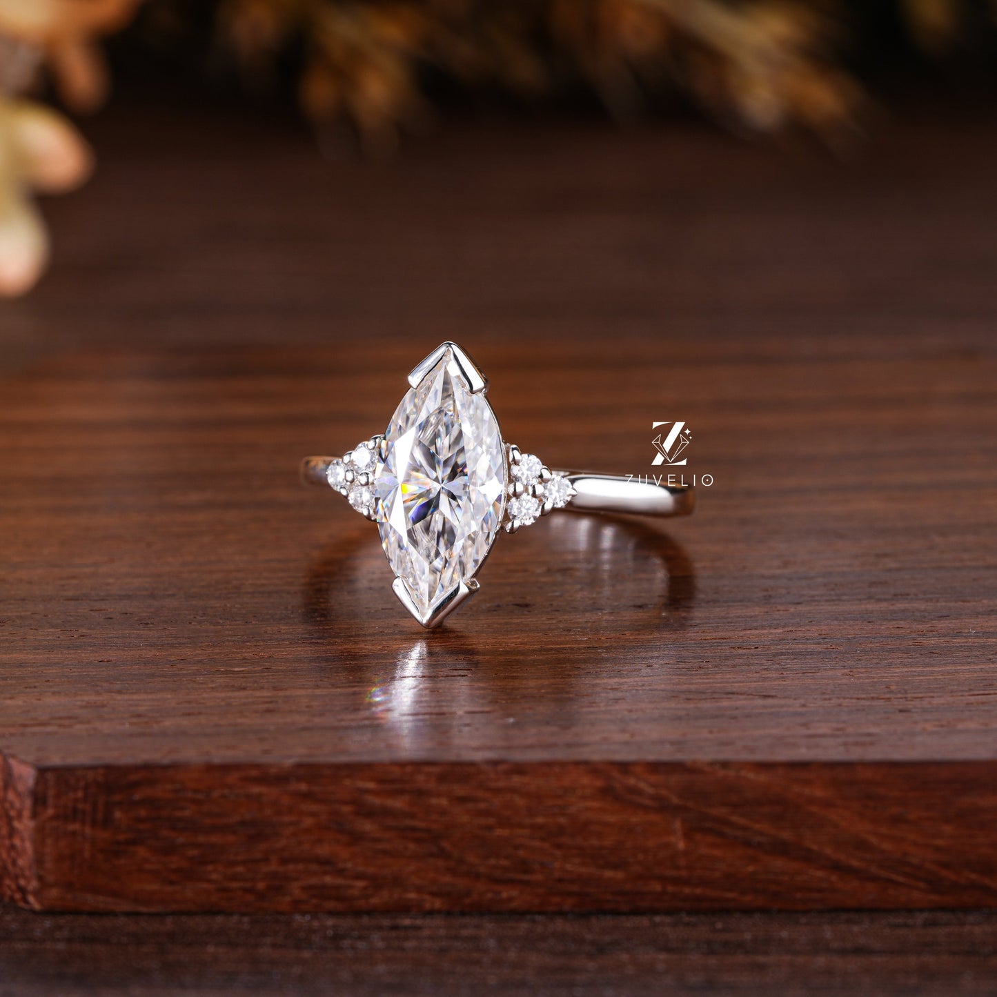 Marquise Half Bezel Ring - Zuvelio.com