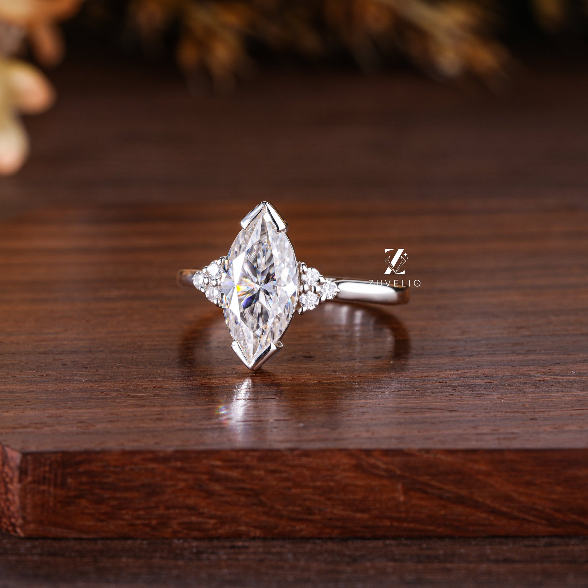 Marquise Half Bezel Ring - Zuvelio.com