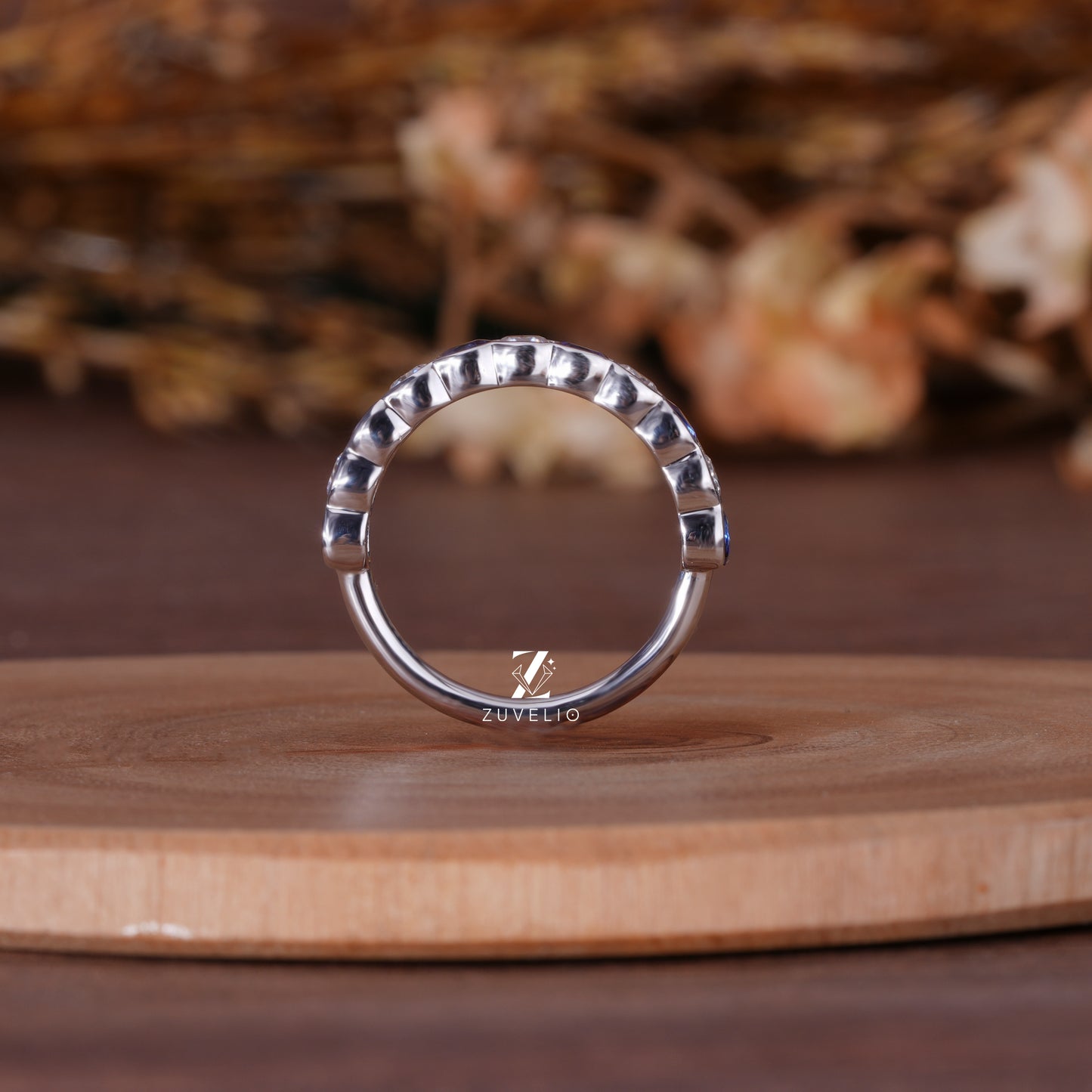 Cushion Sapphire Moissanite Band