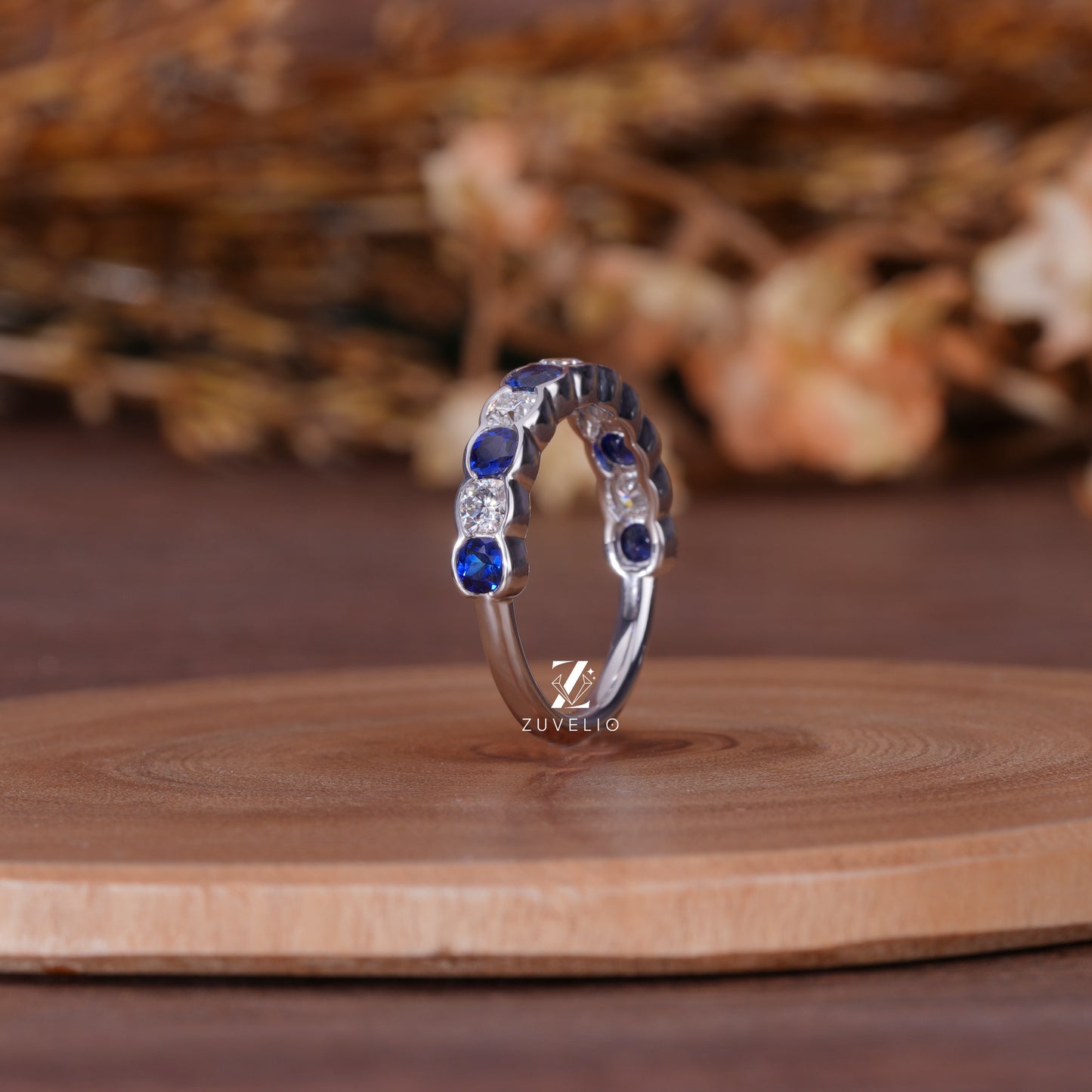 Cushion Sapphire Moissanite Band