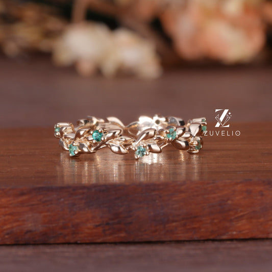 Floral Green Lab Sapphire Band