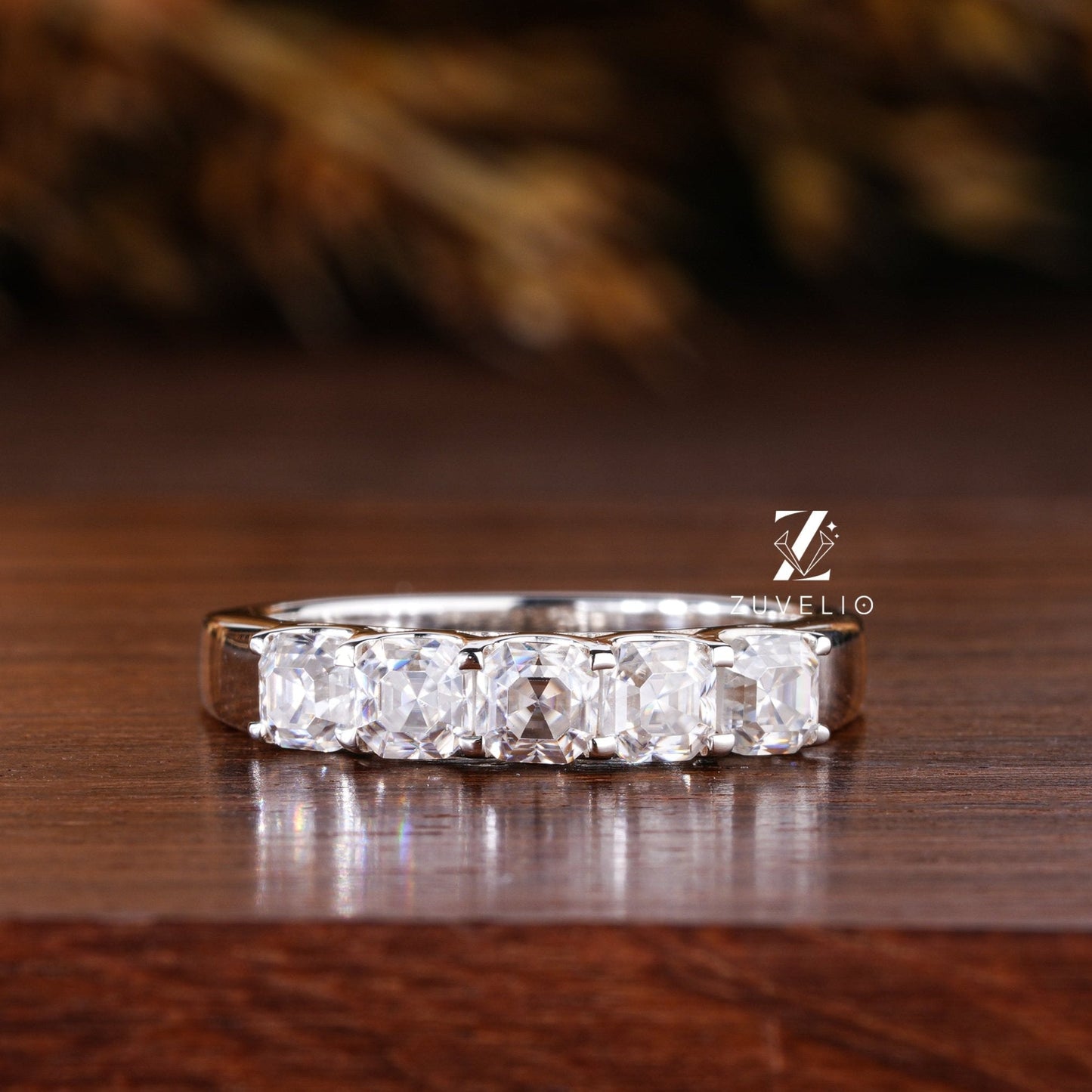 3.50 MM Asscher Moissanite Band - Zuvelio.com