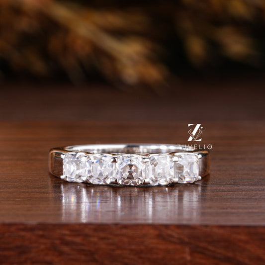 3.50 MM Asscher Moissanite Band - Zuvelio.com