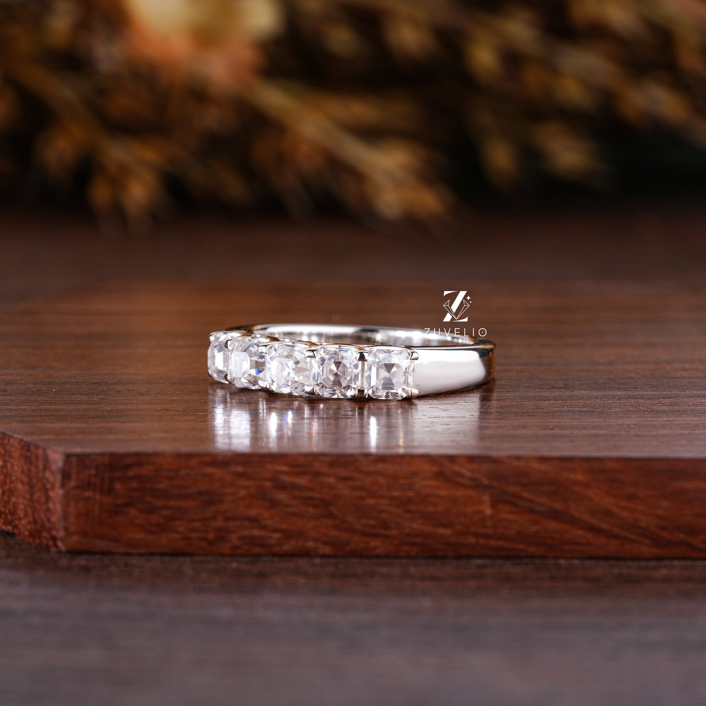 3.50 MM Asscher Moissanite Band - Zuvelio.com