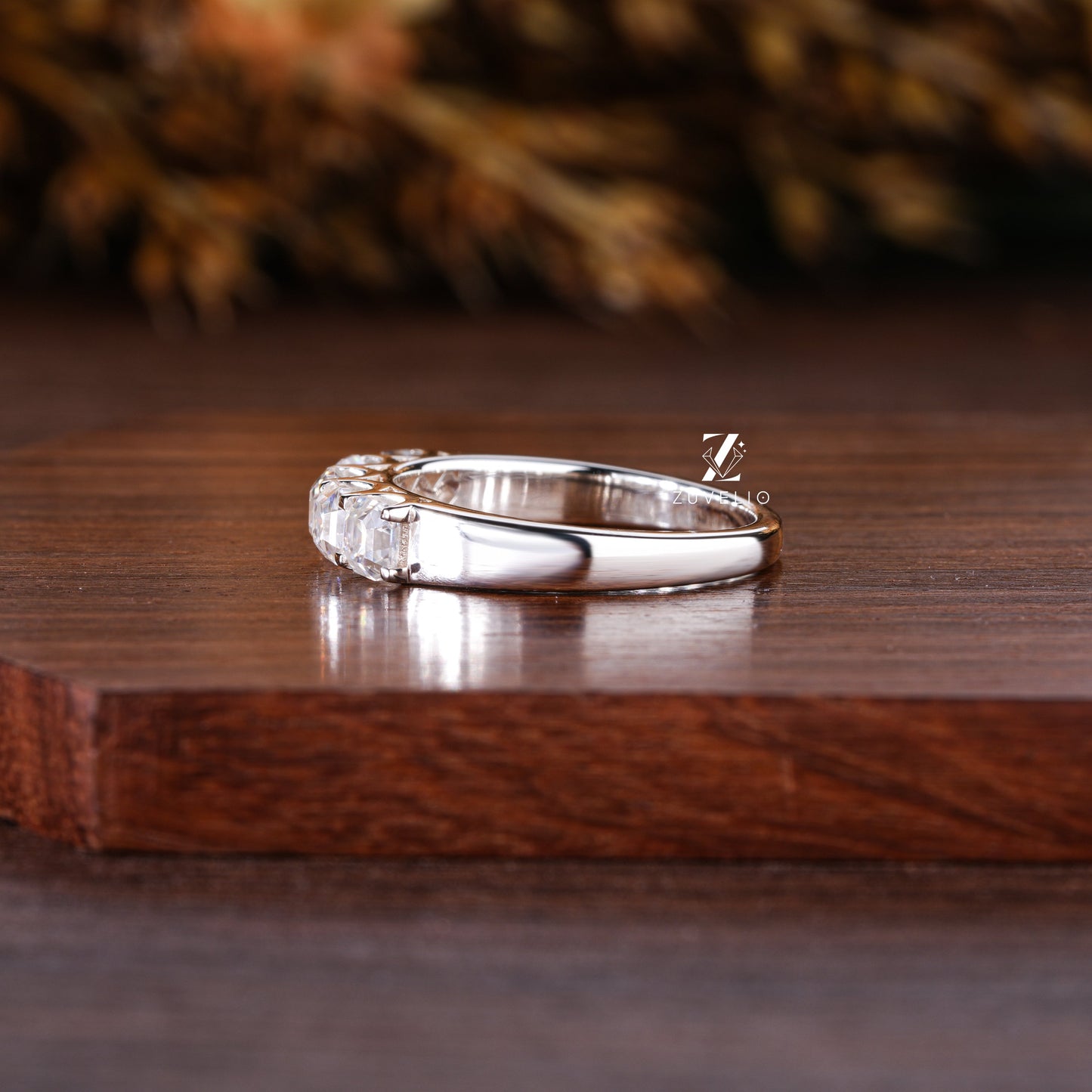 3.50 MM Asscher Moissanite Band - Zuvelio.com