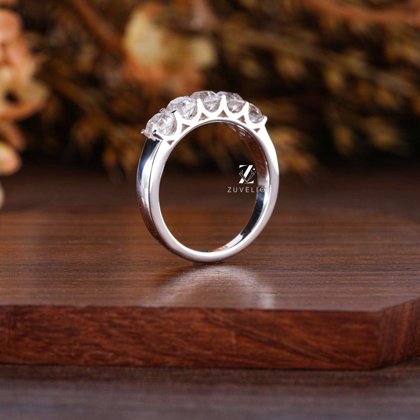 3.50 MM Asscher Moissanite Band - Zuvelio.com