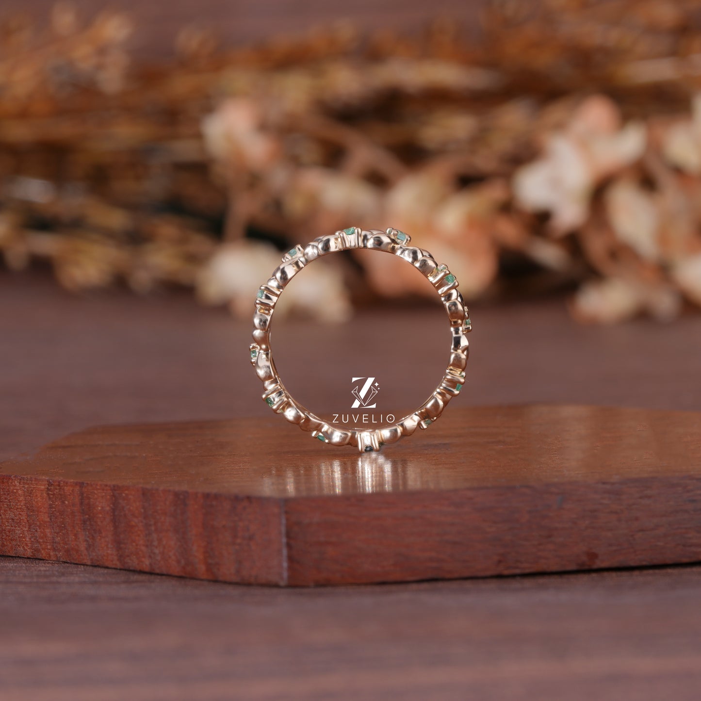 Floral Green Lab Sapphire Band