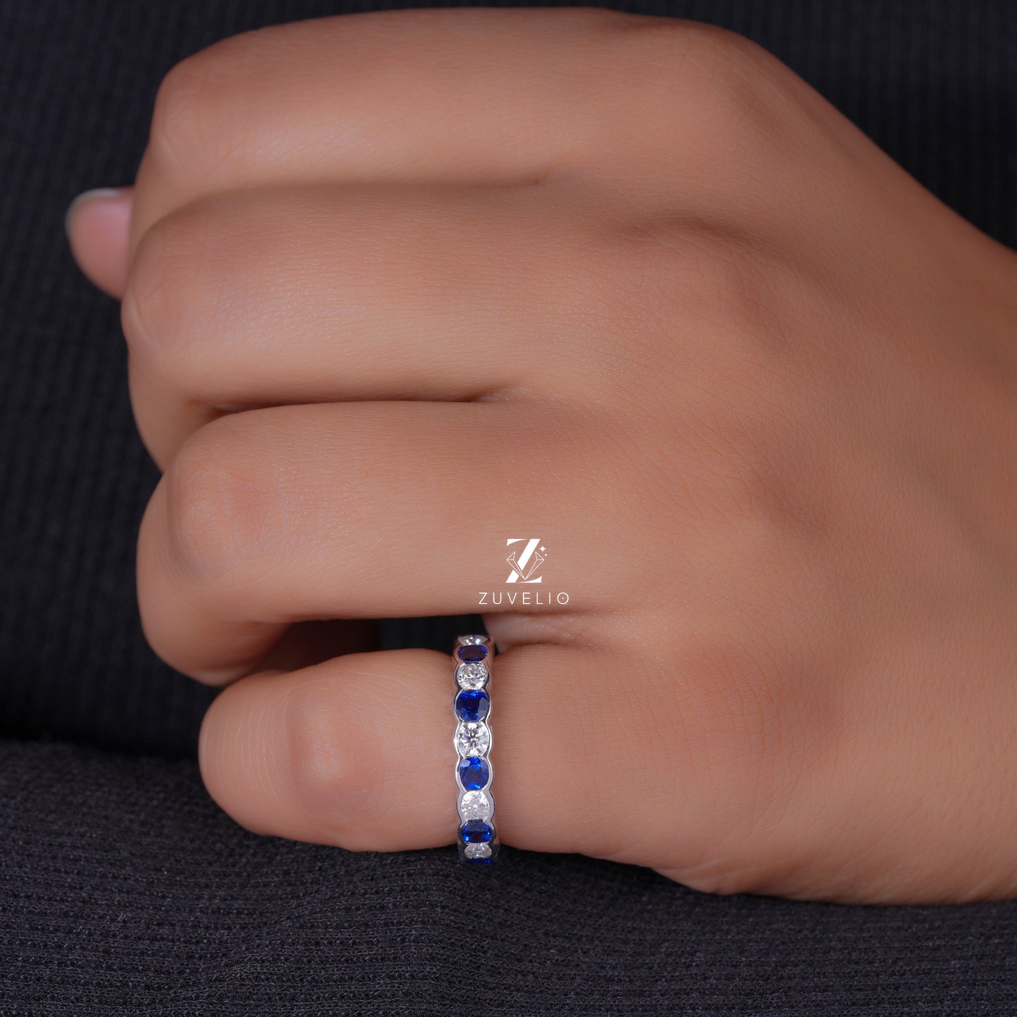 Cushion Sapphire Moissanite Band
