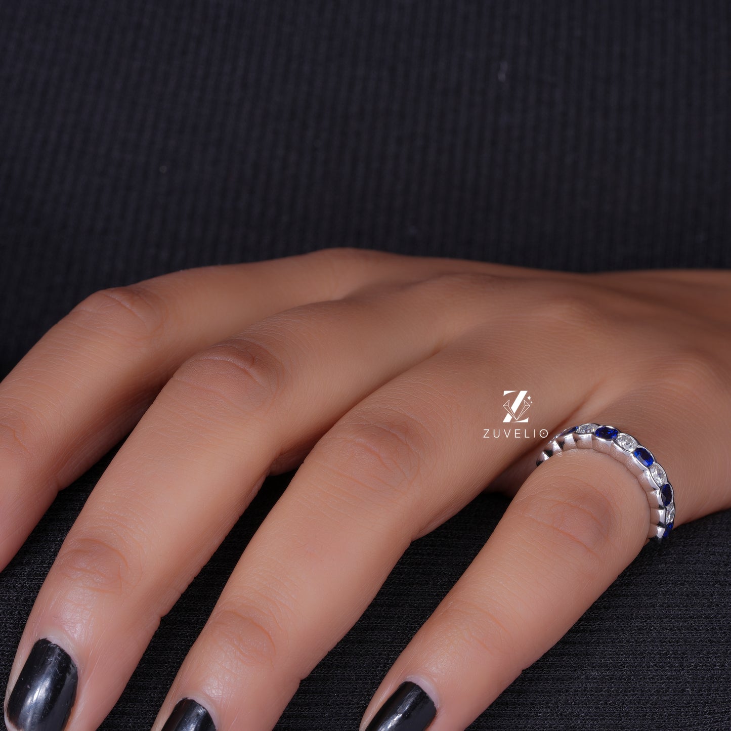 Cushion Sapphire Moissanite Band
