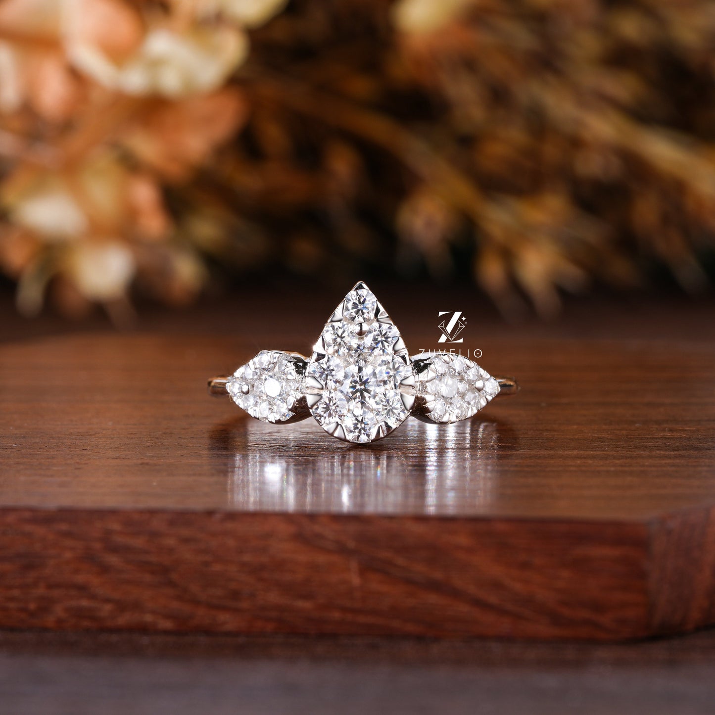 Round Pear Moissanite Ring - Zuvelio.com