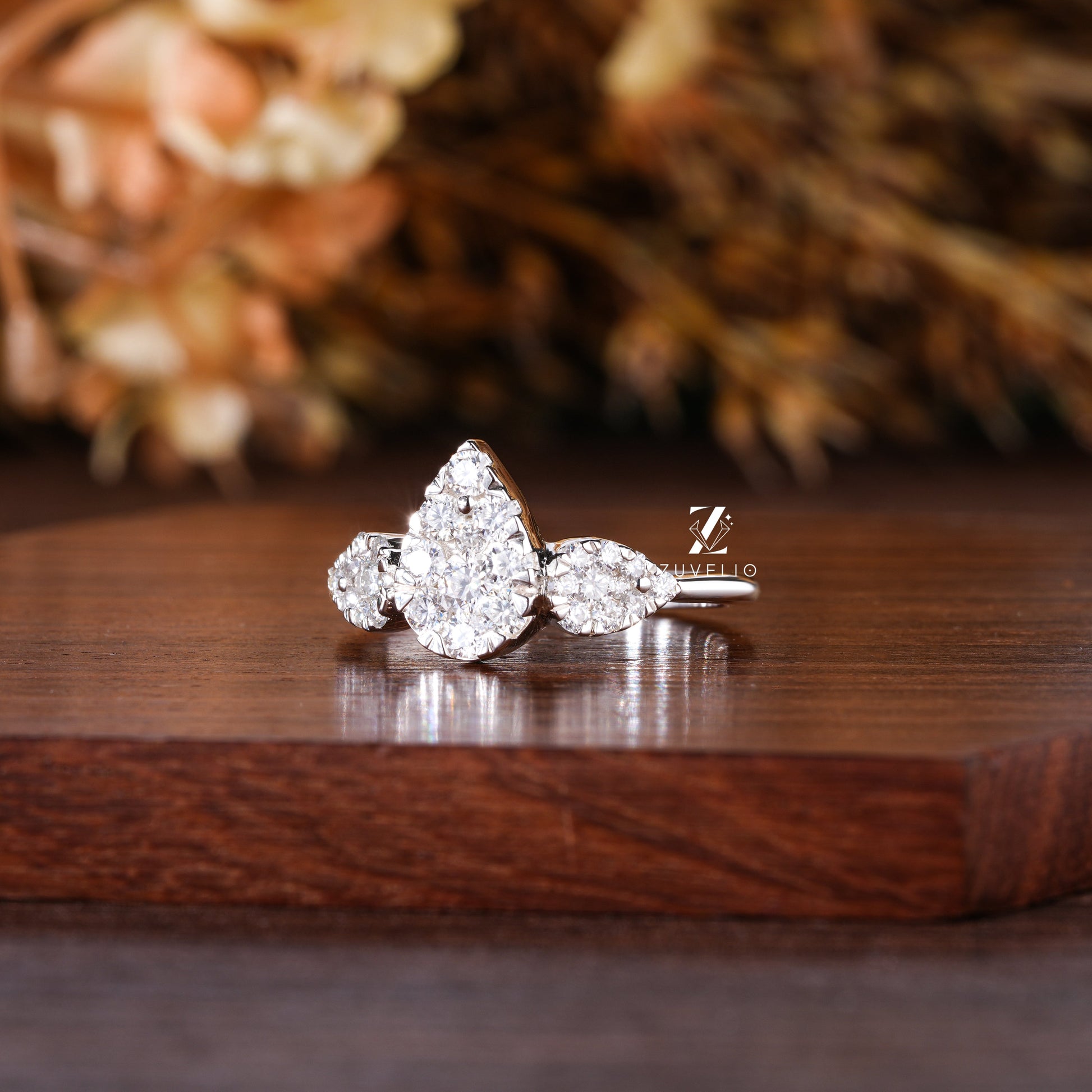 Round Pear Moissanite Ring - Zuvelio.com